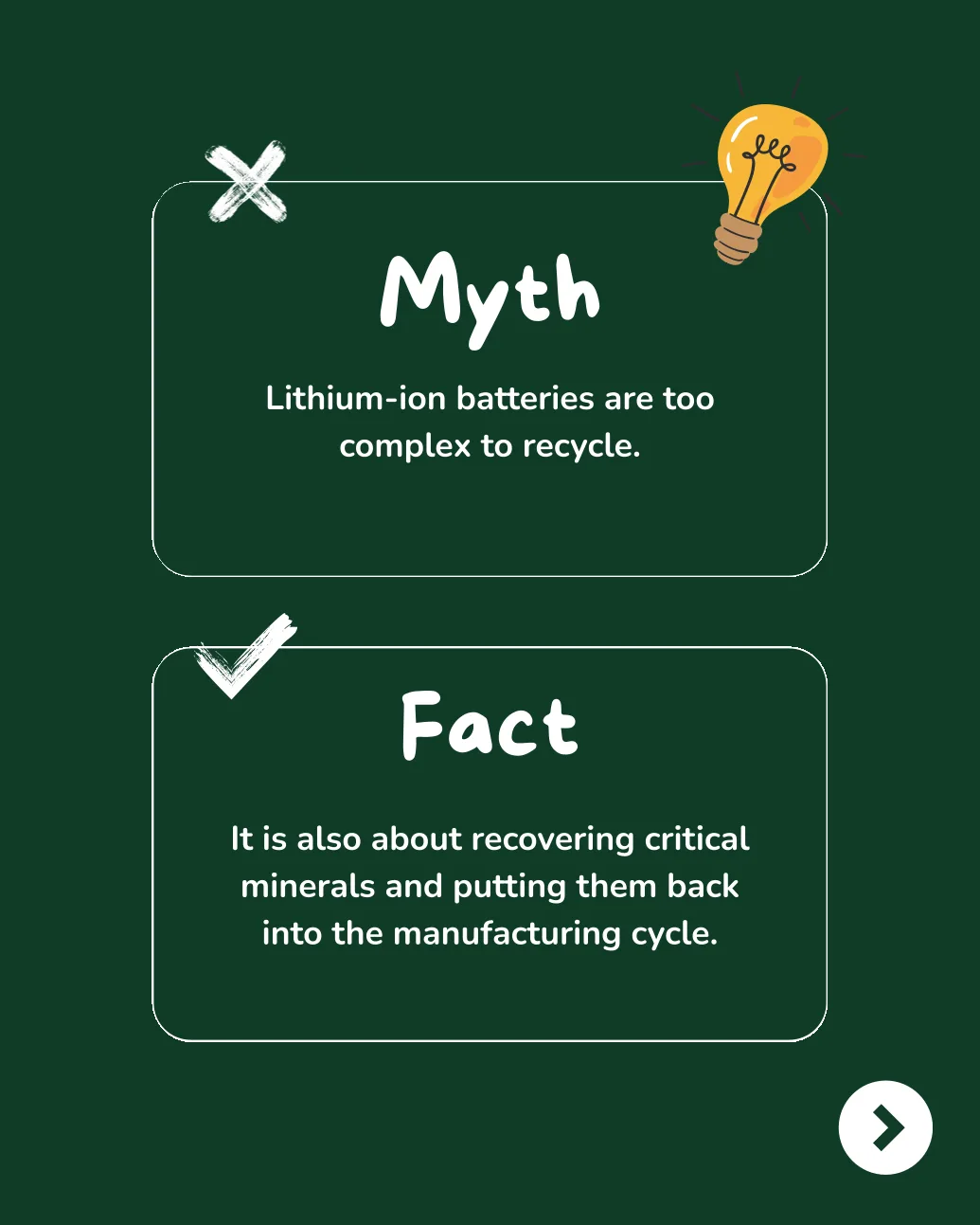 ReBAT graphic: closing slide of the battery recycling myths and facts series.