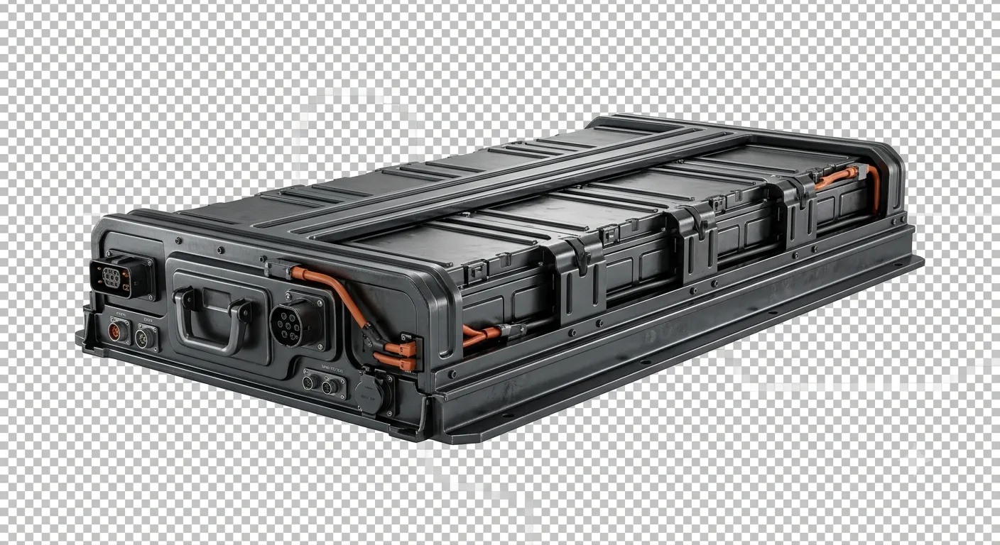 A complete ReBAT battery pack with enclosure and connectors